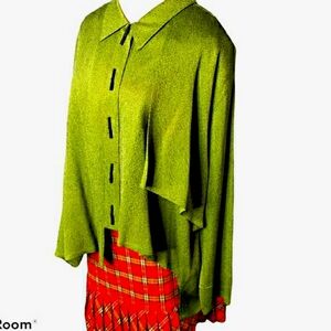 Carole Thomkins Vintage Lagenlook Aysemetrical Art to Wear Big Shirt Cape Drape